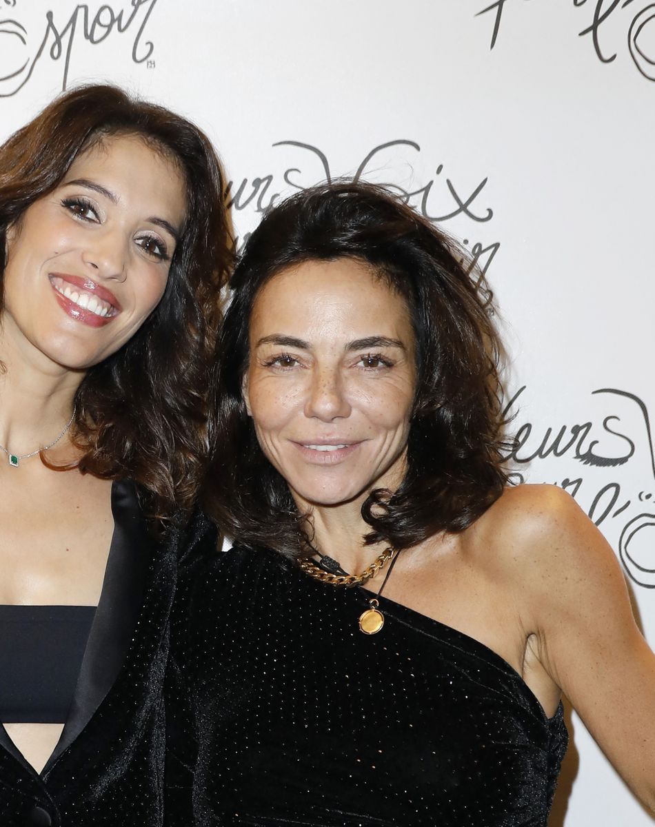 Exclusif - Laurie Cholewa, Sandra Sisley - Photocall de la 10ème édition du concert caritatif "Leurs voix pour l'espoir" au profit de la fondation ARCAD (Aide et recherche en Cancérologie Digestive) et la lutte contre le cancer du pancréas à l'Olympia à Paris le 11 octobre 2021. © Marc Ausset-Lacroix - Pierre Perusseau / Bestimage