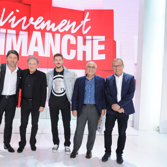 Exclusif - Estelle Lefebure, Philippe Lellouche, Michel Drucker, Matt Pokora (M. Pokora), Marcel Ichou et Emmanuel Chaunu - Enregistrement de l'émission "Vivement Dimanche", présentée par M.Drucker et diffusée le 24 octobre sur France 2 © Guillaume Gaffiot / Bestimage 
