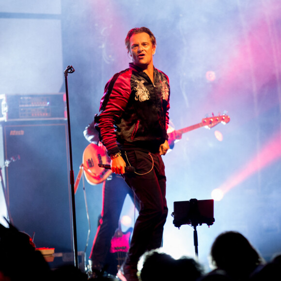 Exclusif - David Hallyday rend hommage à son père Johnny Hallyday, lors d'un concert aux fêtes de Wallonie à Andenne en Belgique le 23 septembre 2018.