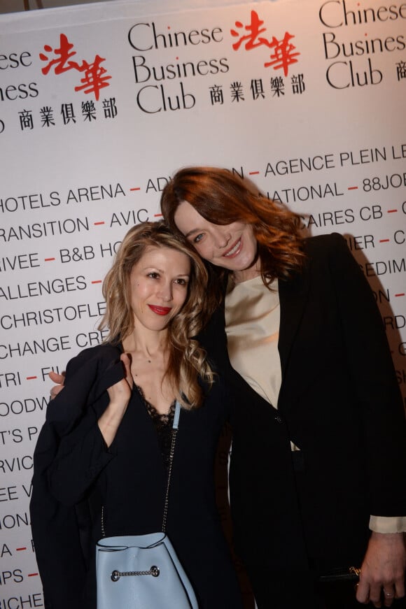 Tristane Banon et Carla Bruni Sarkozy - Photocall du déjeuner "Chinese Business Club" au Pavillon Gabriel à Paris, à l'occasion de la journée des droits des femmes. Le 8 mars 2019