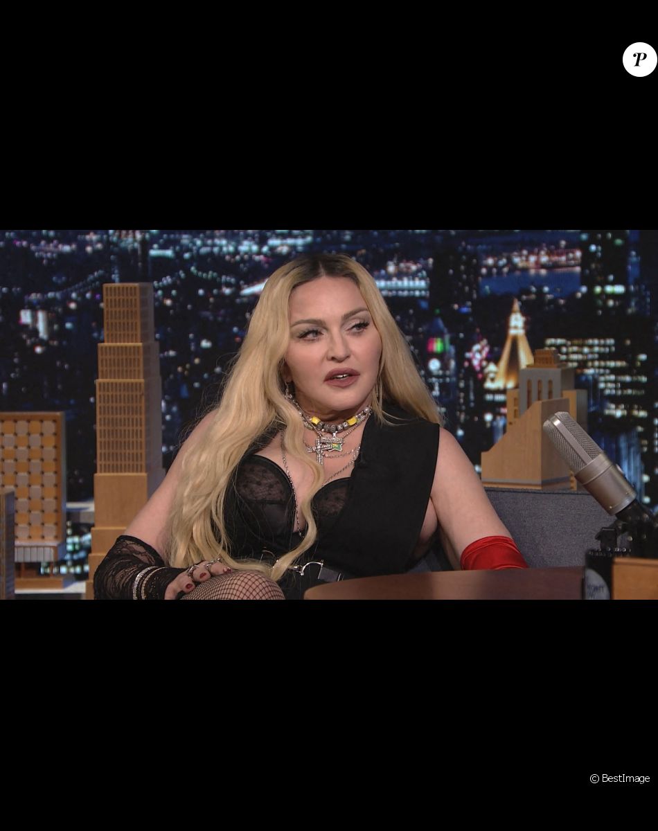 Madonna sur le plateau de l'émission "The Tonight Show starring Jimmy Fallon".