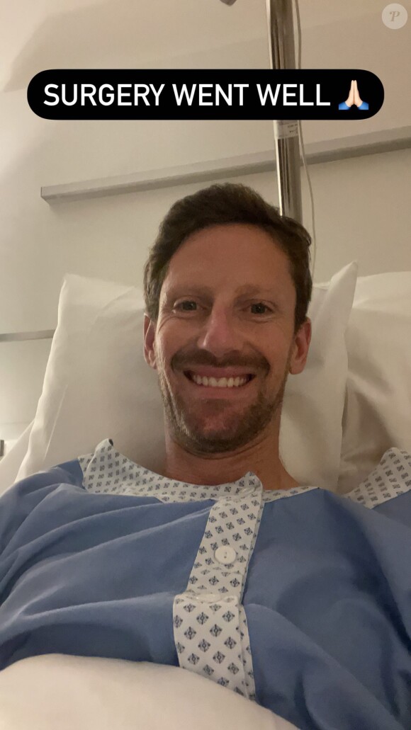 Story Instagram de Romain Grosjean après son intervention chirurgicale.