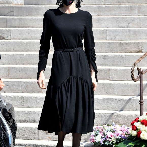 La princesse Charlène de Monaco - Obsèques de la baronne Elizabeth-Ann de Massy (Elisabeth Anne), cousine du prince Albert II en la cathédrale Notre-Dame-Immaculée de Monaco le 17 juin 2020. © Bruno Bebert / Bestimage