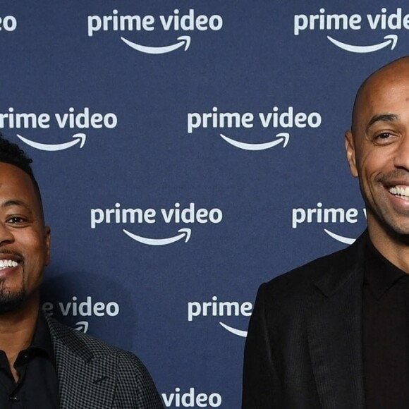 Patrice Evra et Thierry Henry - Les champions assistent à la présentation de la grille des programmes de Prime Vidéo à Londres, le 12 octobre 2021.