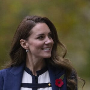 Catherine (Kate) Middleton, duchesse de Cambridge, arrive au musée de la guerre (L'Imperial War Museum London) à Londres, Royaume Uni, le 10 novembre 2021.