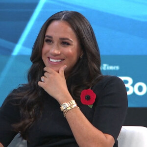 Meghan Markle sur le plateau de l'émission "Minding the Gap" à Los Angeles, le 9 novembre 2021. 