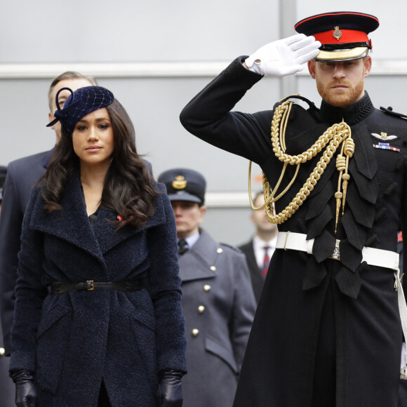 Le prince Harry, duc de Sussex, et Meghan Markle, duchesse de Sussex, assistent au 91ème 'Remembrance Day', une cérémonie d'hommage à tous ceux qui sont battus pour la Grande-Bretagne, à Westminster Abbey, le 7 novembre 2019. 