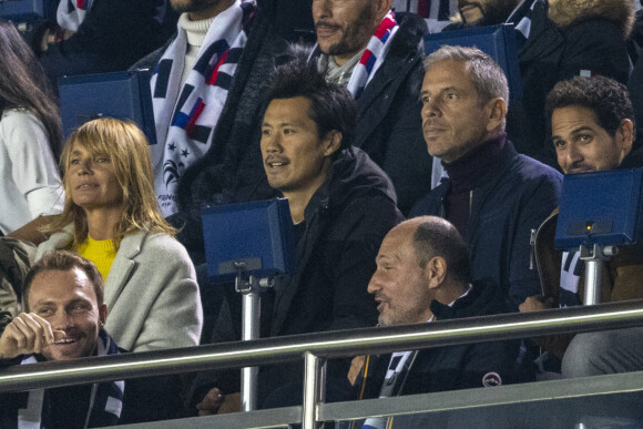 Axelle Laffont, Frédéric Chau et Medi Sadoun - Qualification pour la Coupe du monde 2022 entre la France et le Kazakhstan au Parc des Princes à Paris, le 13 novembre 2021. © Cyril Moreau/Bestimage