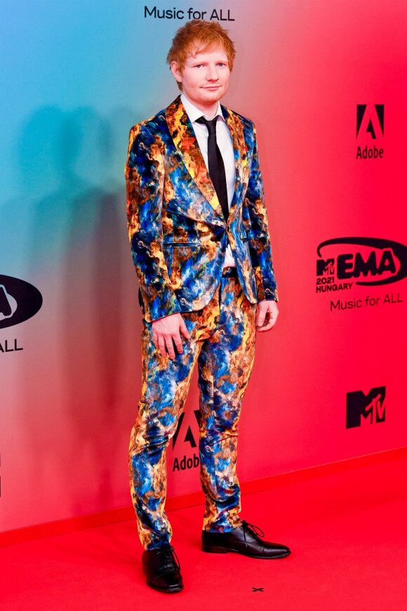Ed Sheeran au photocall des "MTV Europe Music Awards (EMA)" au Laszlo Papp Budapest Sports Arena. Budapest, le 14 novembre 2021. 