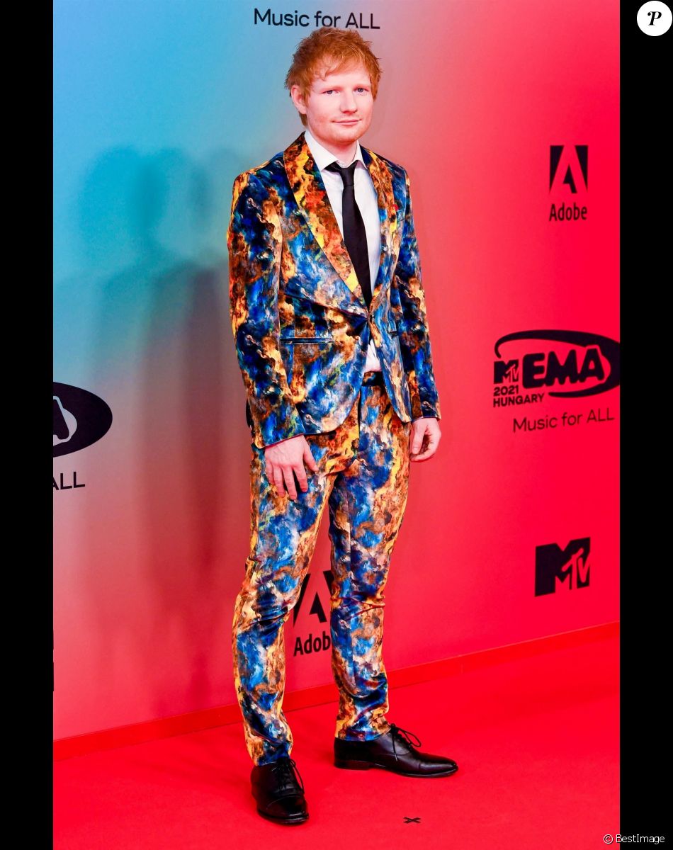 Ed Sheeran au photocall des "MTV Europe Music Awards (EMA)" au Laszlo Papp Budapest Sports Arena. Budapest, le 14 novembre 2021.