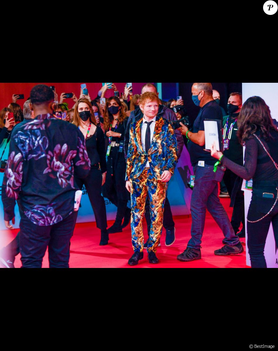Ed Sheeran au photocall des "MTV Europe Music Awards (EMA)" au Laszlo Papp Budapest Sports Arena. Budapest, le 14 novembre 2021.