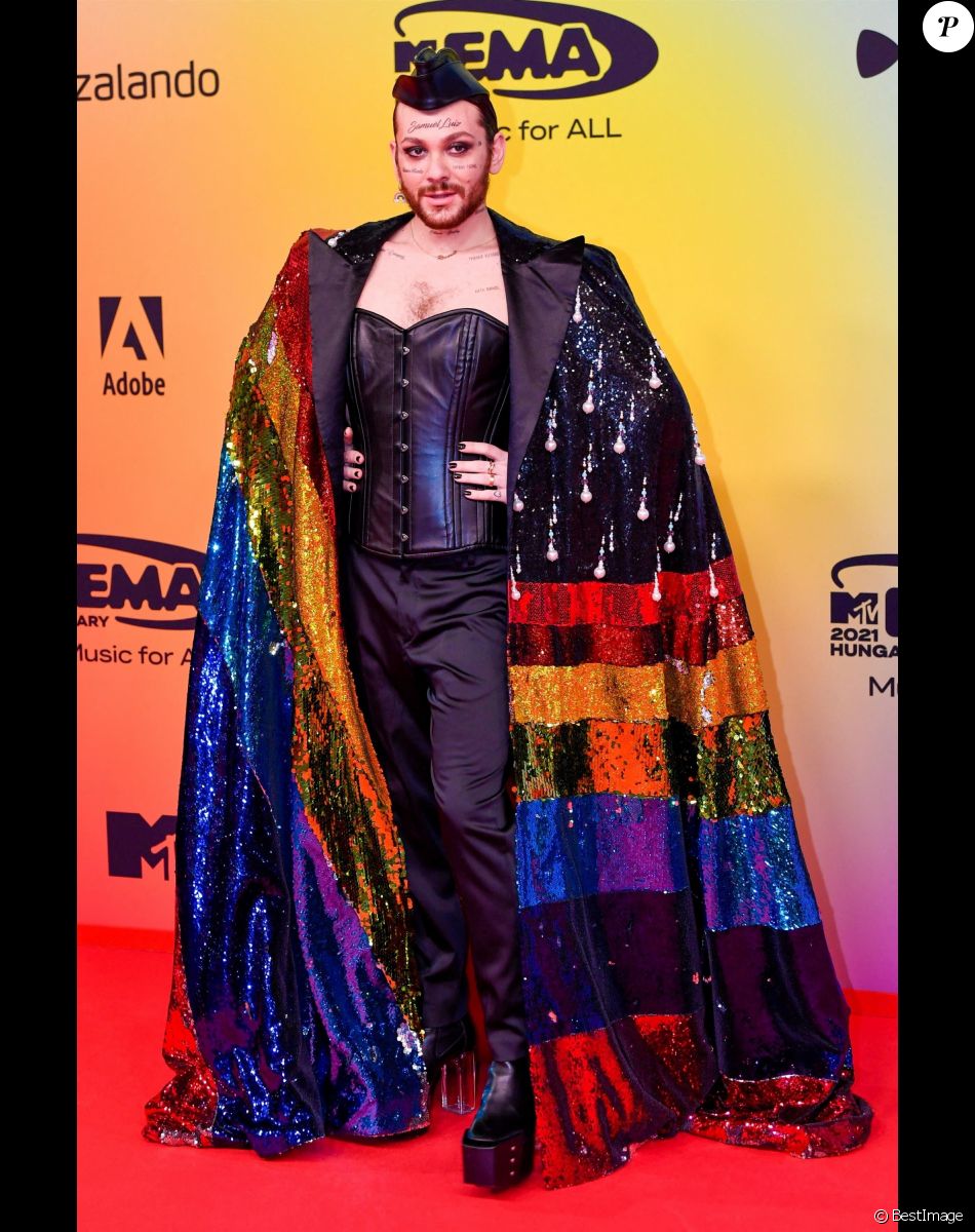 Riccardo Simonetti au photocall des "MTV Europe Music Awards (EMA)" au Laszlo Papp Budapest Sports Arena. Budapest, le 14 novembre 2021.
