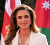 La reine Rania de Jordanie au palais Al Husseiniya à Amman en Jordanie, à l'occasion du premier jour de la visite du prince de Galles et de sa femme la duchesse de Cornouailles. Le 16 novembre 2021