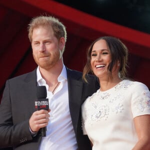 Le prince Harry, duc de Sussex et Meghan Markle sur la scène du "Global Citizen Live Festival" à Central Park à New York. © Sonia Moskowitz Gordon/ZUMA Press Wire/Bestimage 