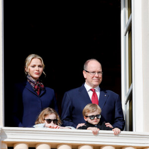 La princesse Charlène de Monaco, le prince Albert II de Monaco, la princesse Gabriella, le prince Jacques lors de la procession de Sainte Dévote à Monaco le 27 janvier 2020. © Claudia Albuquerque / Bestimage