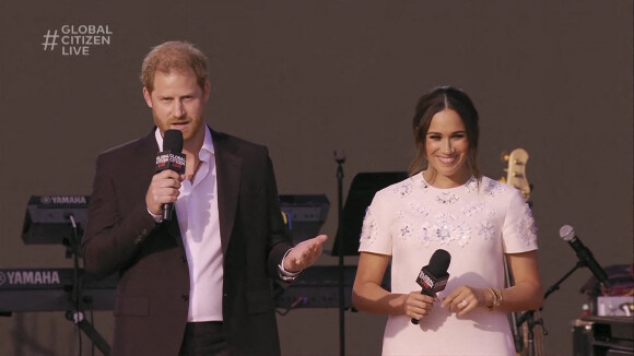Capture d'écran de l'intervention du Prince Harry et sa femme Meghan Markle pendant le concert "Global Citizen Live" à New York City, New York, Etats-Unis, le 26 septembre 2021. 