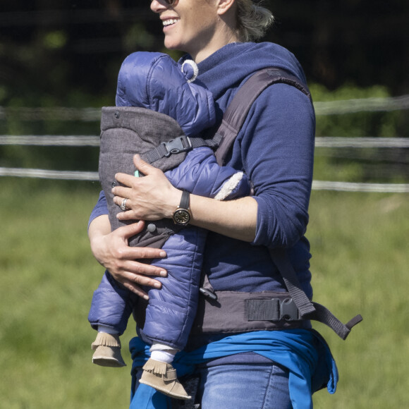 Zara Tindall et son bébé Lucas assistent au "Houghton Hall Horse Trials" à Kings Lynn. Le 29 mai 2021