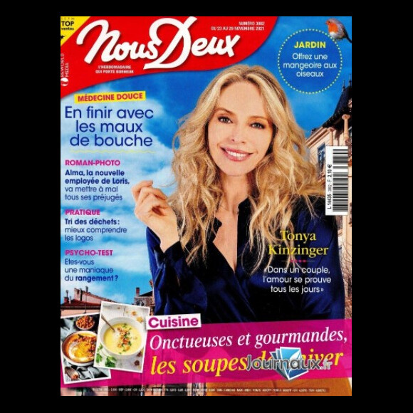 Retrouvez l'interview intégrale de Tonya Kinzinger dans le magazine Nous Deux, n°3882 du 23 novembre 2021.