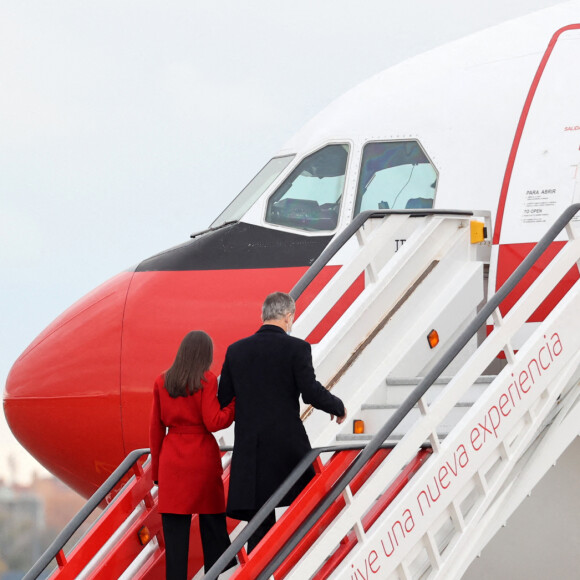 Le roi Felipe VI et la reine Letizia d'Espagne, s'apprêtent à partir en visite d'Etat en Suède, sur l'invitation du roi de Suède, pour souligner et renforcer les relations bilatérales entre les deux pays. Madrid. Le 23 novembre 2021.