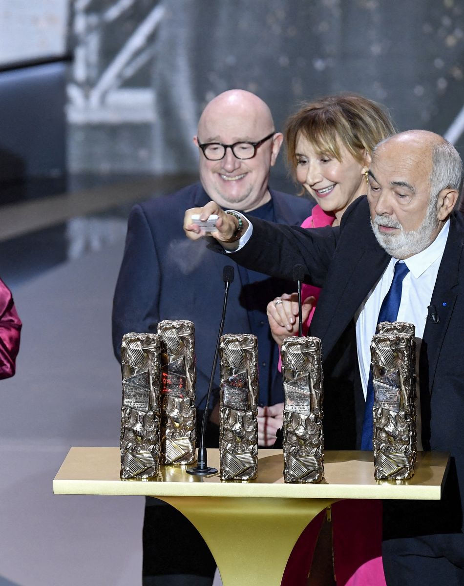 Josiane Balasko, Michel Blanc, Thierry Lhermitte, Marie-Anne Chazel, Gérard Jugnot - 46e cérémonie des César à l'Olympia à Paris. Le 12 mars 2021. © Pierre Villard/ Pool / Bestimage
