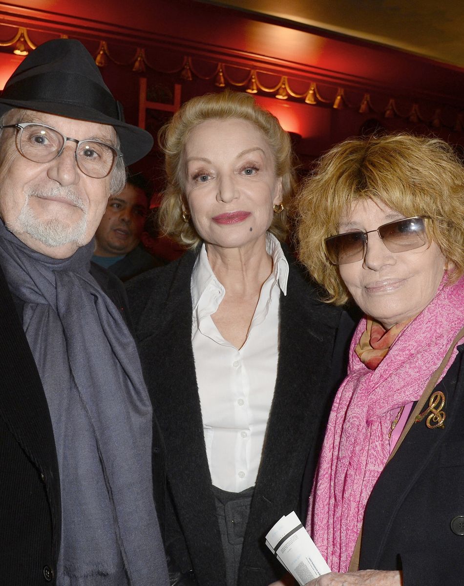 Exclusif - Jean-Louis Livi et sa femme Caroline Silhol (Sihol), Nadine Trintignant - People à la générale de la pièce "A torts et à raison" au théâtre Hébertot à Paris le 25 janvier 2016. © Coadic Guirec/Bestimage