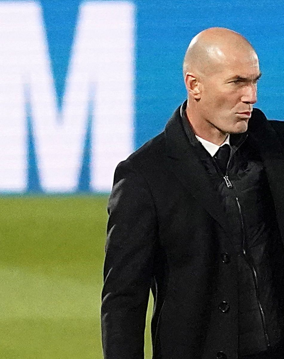 Zinedine Zidane - Le Real Madrid a battu l'Atalanta (3 - 1) en match de Ligue des Champions et Karim Benzema marque son 70ème but de la compétition, le 16 mars 2021. © Alterphotos / Panoramic / Bestimage