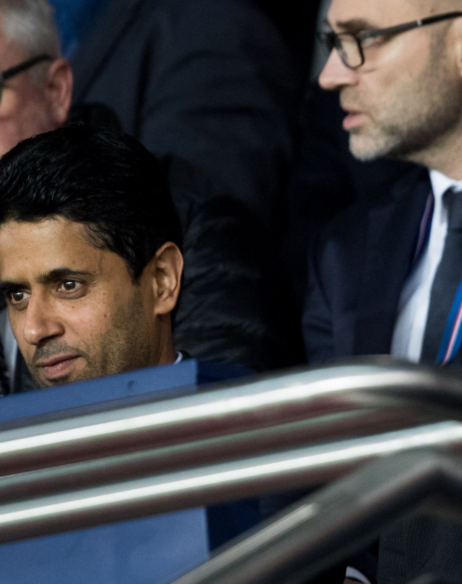 Nasser al-Khelaïfi, Leonardo - Match de championnat de Ligue 1 Conforama opposant le Psg à Reims à Paris le 25 septembre 2019. Le Psg s'est incliné sur le score de 2-0. © Cyril Moreau/Bestimage