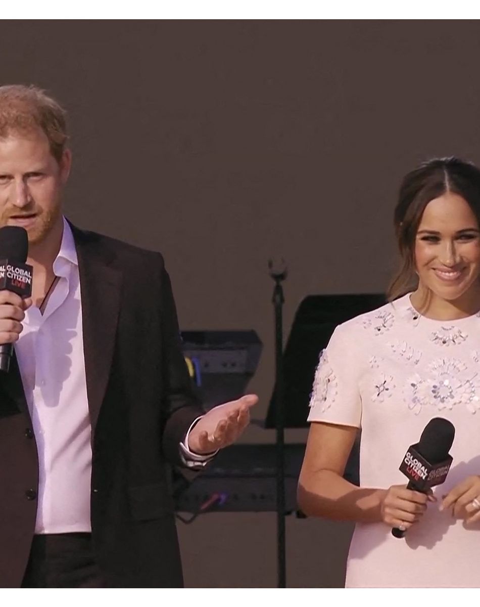 Capture d'écran de l'intervention du Prince Harry et sa femme Meghan Markle pendant le concert "Global Citizen Live" à New York City, New York, Etats-Unis, le 26 septembre 2021.