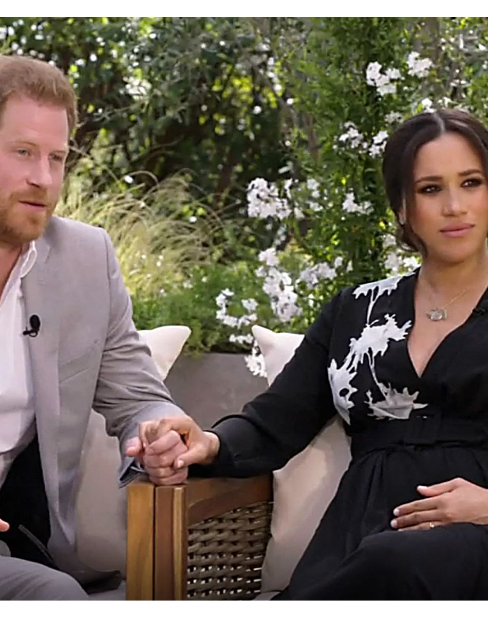 Le prince Harry et Meghan Markle lors de leur interview télé avec Oprah Winfrey, diffusée en mars 2021. © Capture TV CBS via Bestimage