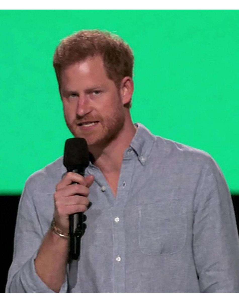 Le prince Harry, duc de Sussex, lors du concert caritatif "Vax Live" en faveur de la vaccination contre le Coronavirus à Los Angeles.