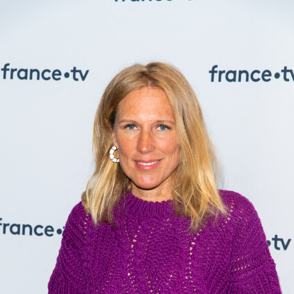 Agathe Lecaron lors du photocall dans le cadre de la conférence de presse de France Télévisions au Pavillon Gabriel à Paris, France, le 24 août 2021. © Pierre Perusseau/Bestimage 