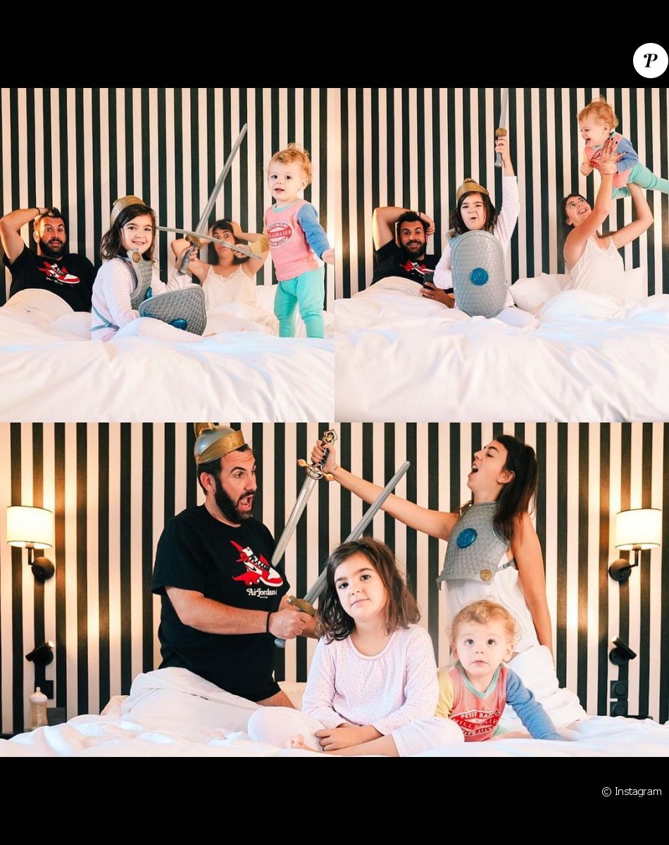 Laurent Ournac avec sa femme Ludivine et leurs enfants Capucine et Léon, le 18 octobre 2020