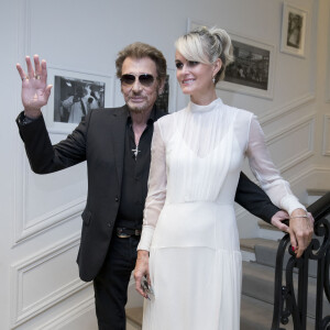Johnny Hallyday et sa femme Laeticia Hallyday - People au défilé de mode Haute-Couture automne-hiver 2016/2017 "Christian Dior" à Paris. Le 4 juillet 2016 © Olivier Borde / Bestimage 