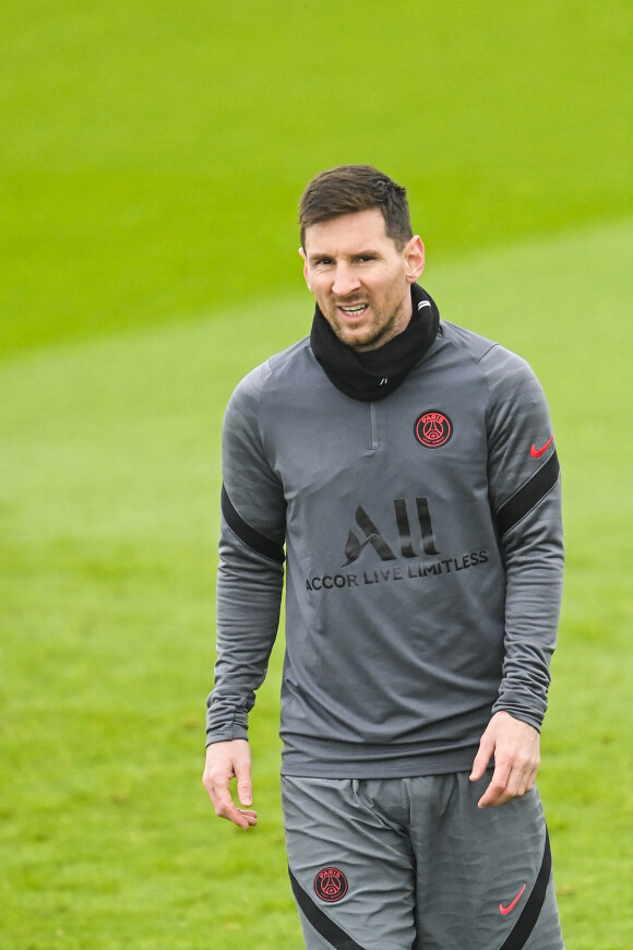 Lionel Messi (PSG) - Entrainement du PSG au Camp des Loges à Saint-Germain-en-Laye, le 6 décembre 2021.