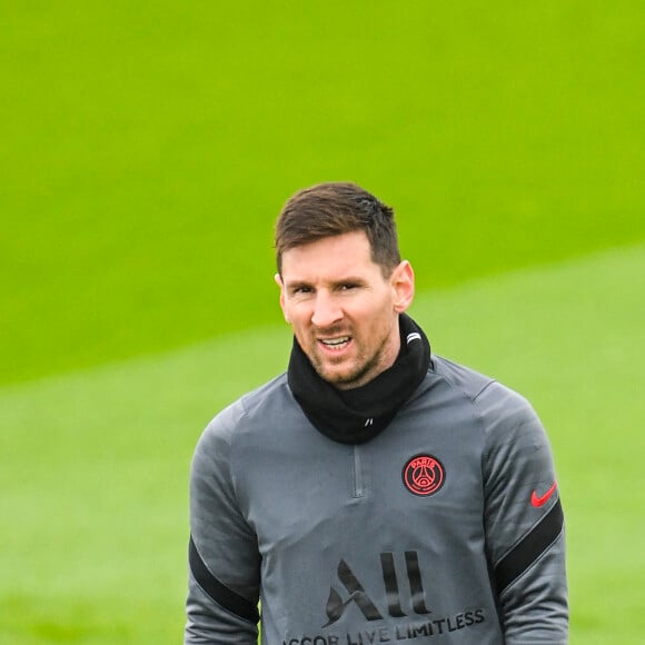 Lionel Messi (PSG) - Entrainement du PSG au Camp des Loges à Saint-Germain-en-Laye, le 6 décembre 2021.