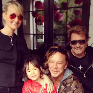 Exclusif - Laeticia Hallyday, Johnny Hallyday, Joy et Mickey Rourke - Photos de la collection personnelle de Johnny Hallyday données par Laeticia Hallyday.