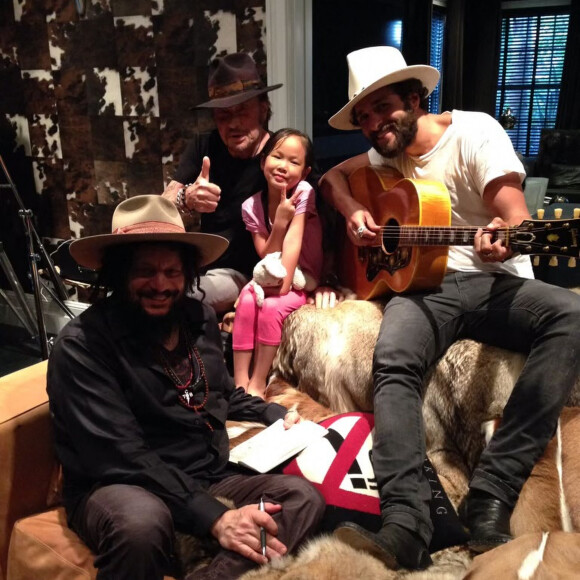 Exclusif - Johnny Hallyday avec sa fille Joy, le producteur Don Was et Maxime Nucci (Yodelice) - Photos de la collection personnelle de Johnny Hallyday données par Laeticia Hallyday