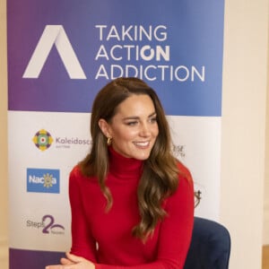 Catherine (Kate) Middleton, duchesse de Cambridge, marraine du Forward Trust, lors d'un événement organisé par le trust pour lancer la campagne "Agir contre la toxicomanie" de l'organisme de bienfaisance à Londres, Royaume Uni, le 19 octobre 2021.