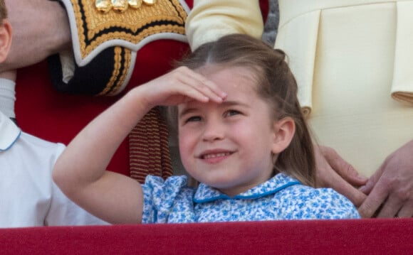 La princesse Charlotte de Cambridge - La famille royale au balcon du palais de Buckingham lors de la parade Trooping the Colour 2019, célébrant le 93ème anniversaire de la reine Elisabeth II, Londres, le 8 juin 2019.