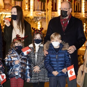 Ouverture du marché de Noël à Monaco en présence du prince Albert II, de ses enfants le prince Jacques, la princesse Gabriella, de la princesse Caroline de Hanovre, de Pierre Casiraghi, sa femme Béatrice Borroméo , de leurs enfants Francesco et Stefano, de Roisin Wittstock et de ses enfants Kaia Rose et Bodie à Monaco le 3 décembre 2021. © Olivier Huitel / Pool / Bestimage