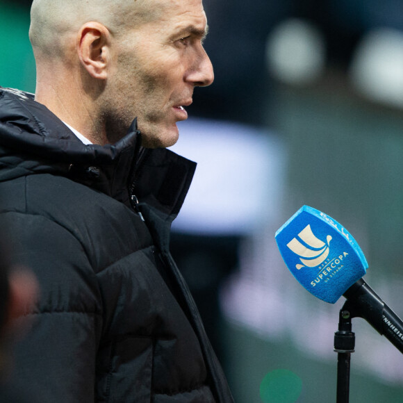 Zinedine Zidane, entraineur du Real Madrid lors de la deuxième demi-finale de la SuperCup espagnole entre l'Athletic Club Bilbao et le Real Madrid Club de Futbol au stade La Rosaleda le 14 janvier 2021 à Malaga, en Espagne.