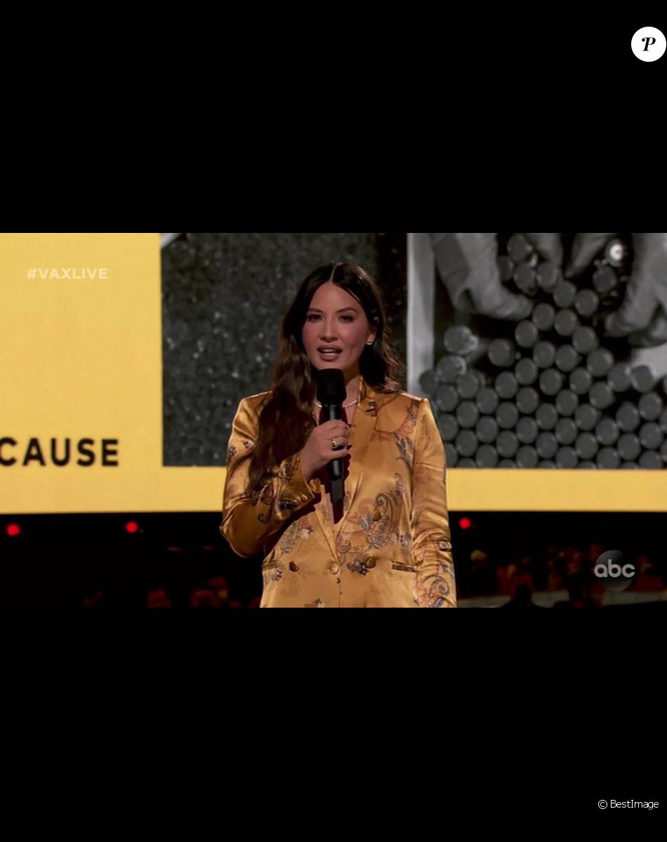 Olivia Munn lors de l'enregistrement du concert caritatif Vax Live à Los Angeles, le 9 mai 2021.