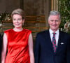 La princesse Eleonore, le prince Emmanuel, la reine Mathilde, le roi Philippe de Belgique, la princesse Elisabeth et le prince Gabriel lors du concert de Noël à Bruxelles