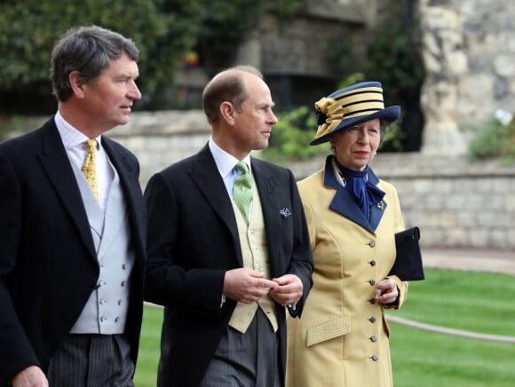 Timothy Laurence, Le prince Edward, comte de Wessex et la princesse Anne au mariage de Lady Gabriella Windsor et Thomas Kingston dans la chapelle Saint-Georges du château de Windsor le 18 mai 2019.