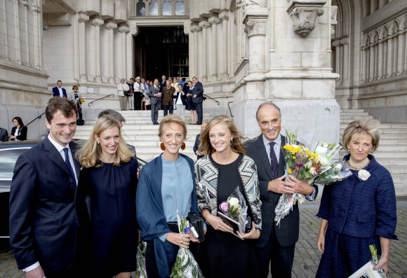 La princesse Astrid et le prince Lorenz, le prince Amedeo et son épouse Elisabetta, la princesse Maria Luisa, la princesse Maria Laura à Laken, le 8 septembre 2018, pour les 25 ans de la mort du roi Baudouin.