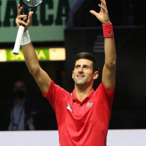 Novak Djokovic a battu Alexander Bublik (6-3, 6-4) et permet à la Serbie d'égaliser face au Kazakhstan en quarts de finale de la Coupe Davis, le 1er décembre 2021 à Madrid. © Laurent Lairys / Panoramic / Bestimage