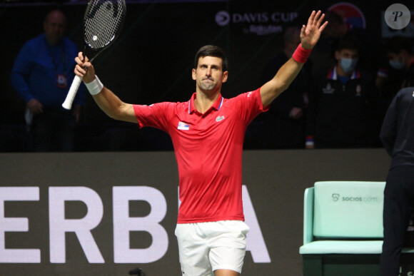 Novak Djokovic a battu Alexander Bublik (6-3, 6-4) et permet à la Serbie d'égaliser face au Kazakhstan en quarts de finale de la Coupe Davis, le 1er décembre 2021 à Madrid. © Laurent Lairys / Panoramic / Bestimage