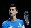 Novak Djokovic défend les couleurs de la Serbie lors d'un match contre Kazakhstanais, Alexander Bublik lors de la Coupe Davis à Madrid.