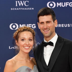 Jelena Djokovic et son mari Novak Djokovic - Les célébrités posent sur le tapis rouge lors de la soirée des "Laureus World sports Awards" à Monaco le 18 février, 2019