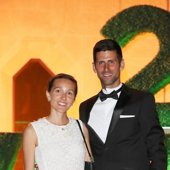 Novak Djokovic et sa femme Jelena Djokovic lors du dîner des champions de Wimbledon à Guildhall à Londres, le 15 juillet 2018. Novak a remporté la finale contre le sud-africain K. Anderson (6-2; 6-2; 7-3)